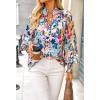 imageBTFBM Spring Fashion 2025 Button Down Long Sleeve Blouses for Women Dressy Casual V Neck Loose Printed Boho Tops ShirtsBlue