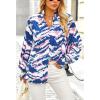 imageBTFBM Spring Fashion 2025 Button Down Long Sleeve Blouses for Women Dressy Casual V Neck Loose Printed Boho Tops ShirtsBlue Pink