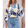 imageBTFBM Spring Fashion 2025 Button Down Long Sleeve Blouses for Women Dressy Casual V Neck Loose Printed Boho Tops ShirtsBlue White