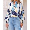 imageBTFBM Spring Fashion 2025 Button Down Long Sleeve Blouses for Women Dressy Casual V Neck Loose Printed Boho Tops ShirtsBlue White