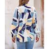 imageBTFBM Spring Fashion 2025 Button Down Long Sleeve Blouses for Women Dressy Casual V Neck Loose Printed Boho Tops ShirtsBlue White