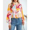 imageBTFBM Spring Fashion 2025 Button Down Long Sleeve Blouses for Women Dressy Casual V Neck Loose Printed Boho Tops ShirtsOrange Pink