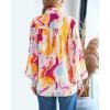 imageBTFBM Spring Fashion 2025 Button Down Long Sleeve Blouses for Women Dressy Casual V Neck Loose Printed Boho Tops ShirtsOrange Pink