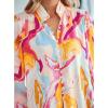 imageBTFBM Spring Fashion 2025 Button Down Long Sleeve Blouses for Women Dressy Casual V Neck Loose Printed Boho Tops ShirtsOrange Pink