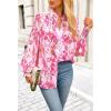 imageBTFBM Spring Fashion 2025 Button Down Long Sleeve Blouses for Women Dressy Casual V Neck Loose Printed Boho Tops ShirtsRose Pink