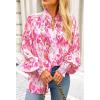 imageBTFBM Spring Fashion 2025 Button Down Long Sleeve Blouses for Women Dressy Casual V Neck Loose Printed Boho Tops ShirtsRose Pink