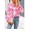 imageBTFBM Spring Fashion 2025 Button Down Long Sleeve Blouses for Women Dressy Casual V Neck Loose Printed Boho Tops ShirtsRose Pink