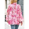 imageBTFBM Spring Fashion 2025 Button Down Long Sleeve Blouses for Women Dressy Casual V Neck Loose Printed Boho Tops ShirtsRose Pink