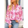 imageBTFBM Spring Fashion 2025 Button Down Long Sleeve Blouses for Women Dressy Casual V Neck Loose Printed Boho Tops ShirtsRose Pink