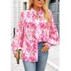 imageBTFBM Spring Fashion 2025 Button Down Long Sleeve Blouses for Women Dressy Casual V Neck Loose Printed Boho Tops ShirtsRose Pink