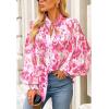 imageBTFBM Spring Fashion 2025 Button Down Long Sleeve Blouses for Women Dressy Casual V Neck Loose Printed Boho Tops ShirtsRose Pink