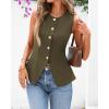 imageBTFBM Summer Sleeveless Blazer Vest For Women Dressy Button Down Round Neck Business Casual Outfits Work Suit Vests TopsArmy Green