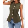 imageBTFBM Summer Sleeveless Blazer Vest For Women Dressy Button Down Round Neck Business Casual Outfits Work Suit Vests TopsArmy Green