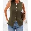 imageBTFBM Summer Sleeveless Blazer Vest For Women Dressy Button Down Round Neck Business Casual Outfits Work Suit Vests TopsArmy Green