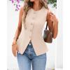imageBTFBM Summer Sleeveless Blazer Vest For Women Dressy Button Down Round Neck Business Casual Outfits Work Suit Vests TopsBeige