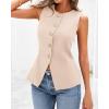 imageBTFBM Summer Sleeveless Blazer Vest For Women Dressy Button Down Round Neck Business Casual Outfits Work Suit Vests TopsBeige
