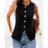 imageBTFBM Summer Sleeveless Blazer Vest For Women Dressy Button Down Round Neck Business Casual Outfits Work Suit Vests TopsBlack
