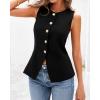 imageBTFBM Summer Sleeveless Blazer Vest For Women Dressy Button Down Round Neck Business Casual Outfits Work Suit Vests TopsBlack