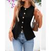 imageBTFBM Summer Sleeveless Blazer Vest For Women Dressy Button Down Round Neck Business Casual Outfits Work Suit Vests TopsBlack