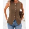 imageBTFBM Summer Sleeveless Blazer Vest For Women Dressy Button Down Round Neck Business Casual Outfits Work Suit Vests TopsCoffee