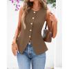 imageBTFBM Summer Sleeveless Blazer Vest For Women Dressy Button Down Round Neck Business Casual Outfits Work Suit Vests TopsCoffee