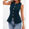 imageBTFBM Summer Sleeveless Blazer Vest For Women Dressy Button Down Round Neck Business Casual Outfits Work Suit Vests TopsDark Blue