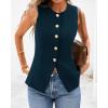 imageBTFBM Summer Sleeveless Blazer Vest For Women Dressy Button Down Round Neck Business Casual Outfits Work Suit Vests TopsDark Blue