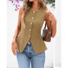 imageBTFBM Summer Sleeveless Blazer Vest For Women Dressy Button Down Round Neck Business Casual Outfits Work Suit Vests TopsKhaki
