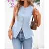 imageBTFBM Summer Sleeveless Blazer Vest For Women Dressy Button Down Round Neck Business Casual Outfits Work Suit Vests TopsLight Blue