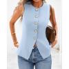 imageBTFBM Summer Sleeveless Blazer Vest For Women Dressy Button Down Round Neck Business Casual Outfits Work Suit Vests TopsLight Blue