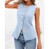 imageBTFBM Summer Sleeveless Blazer Vest For Women Dressy Button Down Round Neck Business Casual Outfits Work Suit Vests TopsLight Blue
