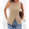 imageBTFBM Summer Sleeveless Blazer Vest For Women Dressy Button Down Round Neck Business Casual Outfits Work Suit Vests TopsLight Khaki