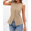 imageBTFBM Summer Sleeveless Blazer Vest For Women Dressy Button Down Round Neck Business Casual Outfits Work Suit Vests TopsLight Khaki