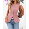 imageBTFBM Summer Sleeveless Blazer Vest For Women Dressy Button Down Round Neck Business Casual Outfits Work Suit Vests TopsPink