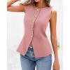 imageBTFBM Summer Sleeveless Blazer Vest For Women Dressy Button Down Round Neck Business Casual Outfits Work Suit Vests TopsPink