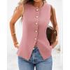 imageBTFBM Summer Sleeveless Blazer Vest For Women Dressy Button Down Round Neck Business Casual Outfits Work Suit Vests TopsPink