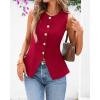 imageBTFBM Summer Sleeveless Blazer Vest For Women Dressy Button Down Round Neck Business Casual Outfits Work Suit Vests TopsRed