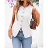 imageBTFBM Summer Sleeveless Blazer Vest For Women Dressy Button Down Round Neck Business Casual Outfits Work Suit Vests TopsWhite
