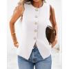 imageBTFBM Summer Sleeveless Blazer Vest For Women Dressy Button Down Round Neck Business Casual Outfits Work Suit Vests TopsWhite