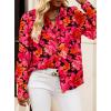 imageBTFBM Women Fashion Button Down Shirts Lapel V Neck Printed Solid Boho Long Sleeve Blouses Dressy Casual Summer Fall TopFloral Red