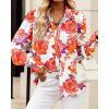 imageBTFBM Women Fashion Button Down Shirts Lapel V Neck Printed Solid Boho Long Sleeve Blouses Dressy Casual Summer Fall TopFloral White Red