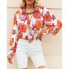 imageBTFBM Women Fashion Button Down Shirts Lapel V Neck Printed Solid Boho Long Sleeve Blouses Dressy Casual Summer Fall TopFloral White Red