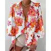 imageBTFBM Women Fashion Button Down Shirts Lapel V Neck Printed Solid Boho Long Sleeve Blouses Dressy Casual Summer Fall TopFloral White Red