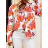imageBTFBM Women Fashion Button Down Shirts Lapel V Neck Printed Solid Boho Long Sleeve Blouses Dressy Casual Summer Fall TopFloral White Red