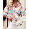 imageBTFBM Women Fashion Button Down Shirts Lapel V Neck Printed Solid Boho Long Sleeve Blouses Dressy Casual Summer Fall TopGraphic Print