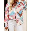 imageBTFBM Women Fashion Button Down Shirts Lapel V Neck Printed Solid Boho Long Sleeve Blouses Dressy Casual Summer Fall TopGraphic Print