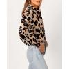 imageBTFBM Women Fashion Button Down Shirts Lapel V Neck Printed Solid Boho Long Sleeve Blouses Dressy Casual Summer Fall TopLeopard Print