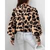 imageBTFBM Women Fashion Button Down Shirts Lapel V Neck Printed Solid Boho Long Sleeve Blouses Dressy Casual Summer Fall TopLeopard Print