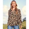 imageBTFBM Women Fashion Button Down Shirts Lapel V Neck Printed Solid Boho Long Sleeve Blouses Dressy Casual Summer Fall TopLeopard Print