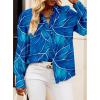 imageBTFBM Women Fashion Button Down Shirts Lapel V Neck Printed Solid Boho Long Sleeve Blouses Dressy Casual Summer Fall TopMulti Blue
